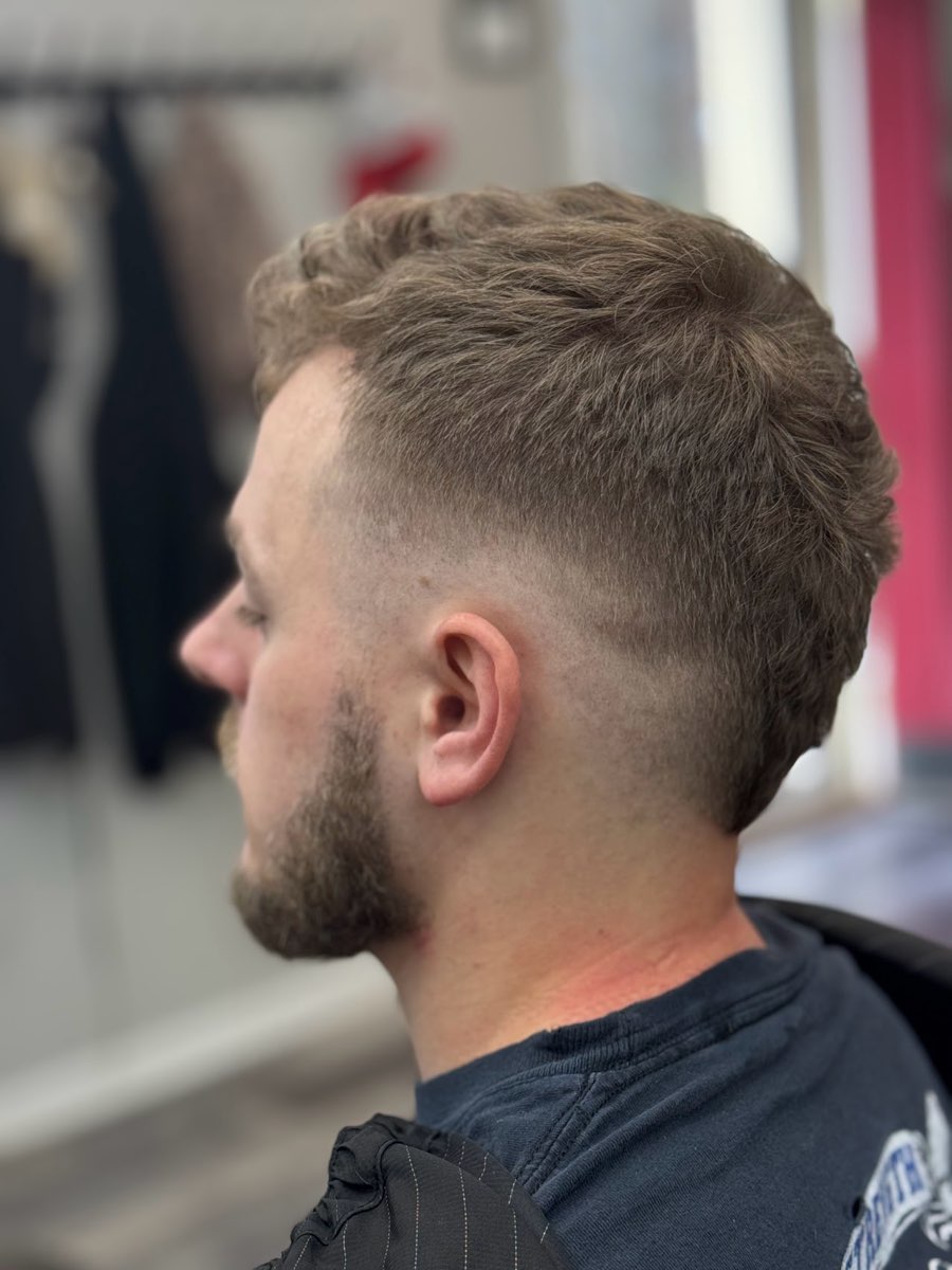 Textured crop with a fade and beard